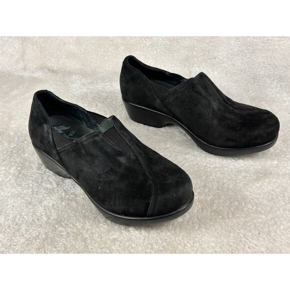 Dansko Clog Suede Leather Women's Slip On Comfort Heel Shoe Size 39 Black - Picture 3 of 8